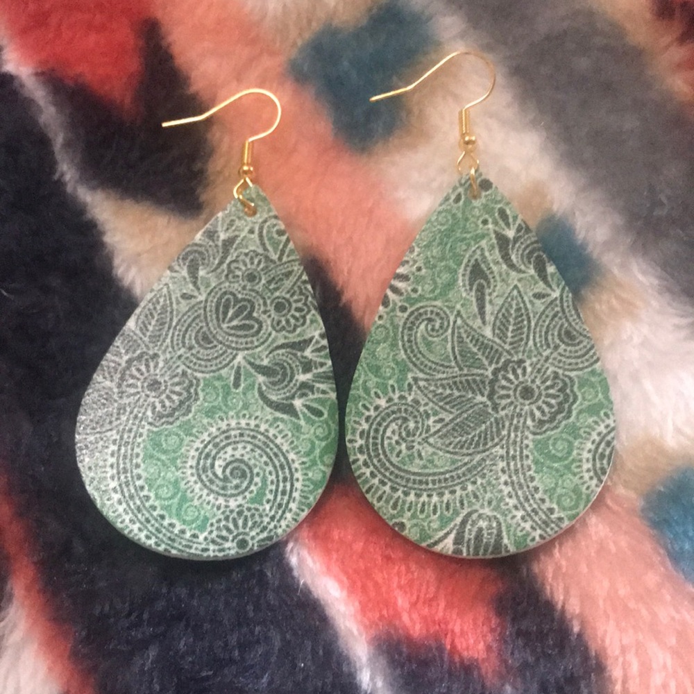 4/$20 Paisley Faux Leather Earrings